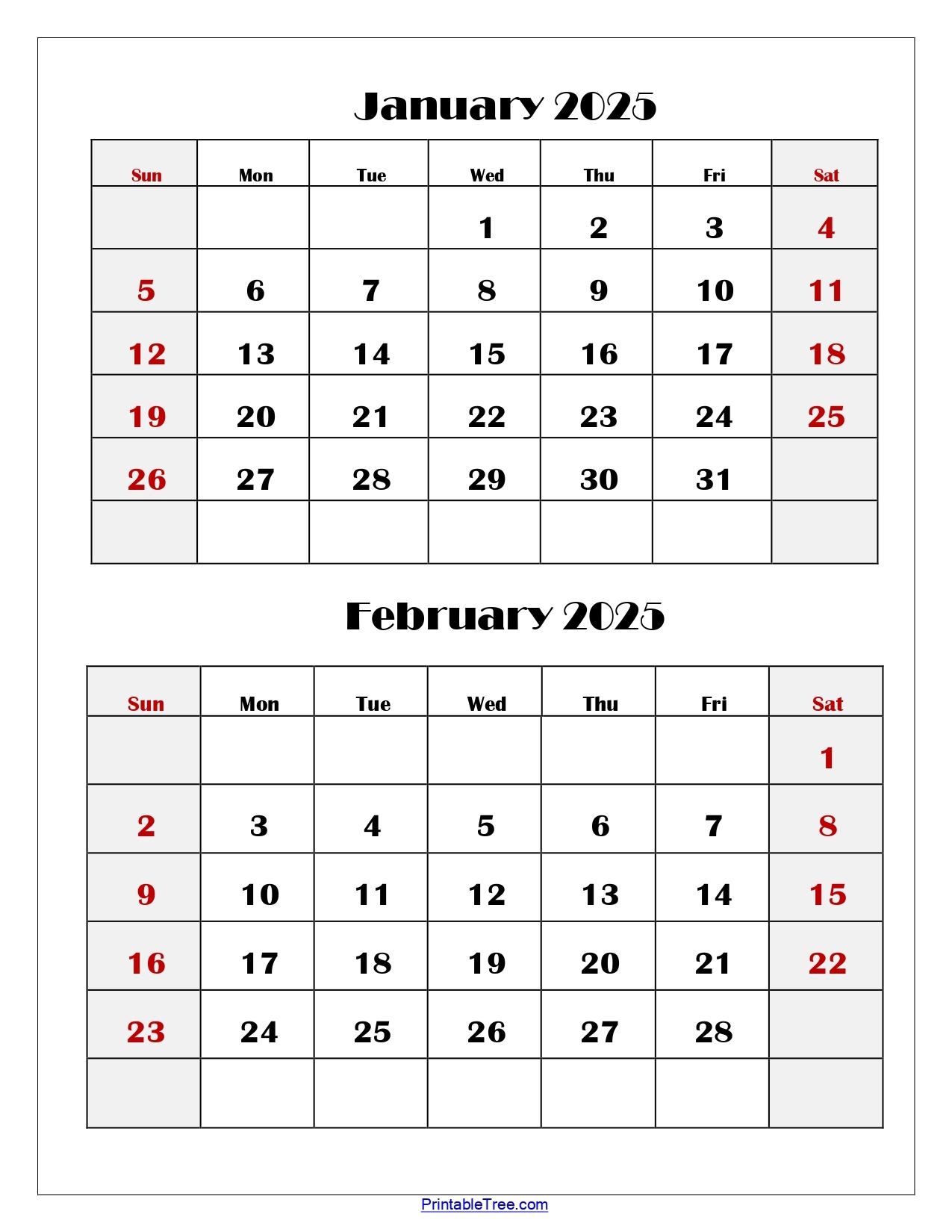 January And February 2025 Calendar Two Months Calendar January And February 2025 Calendar Two Months Calendar