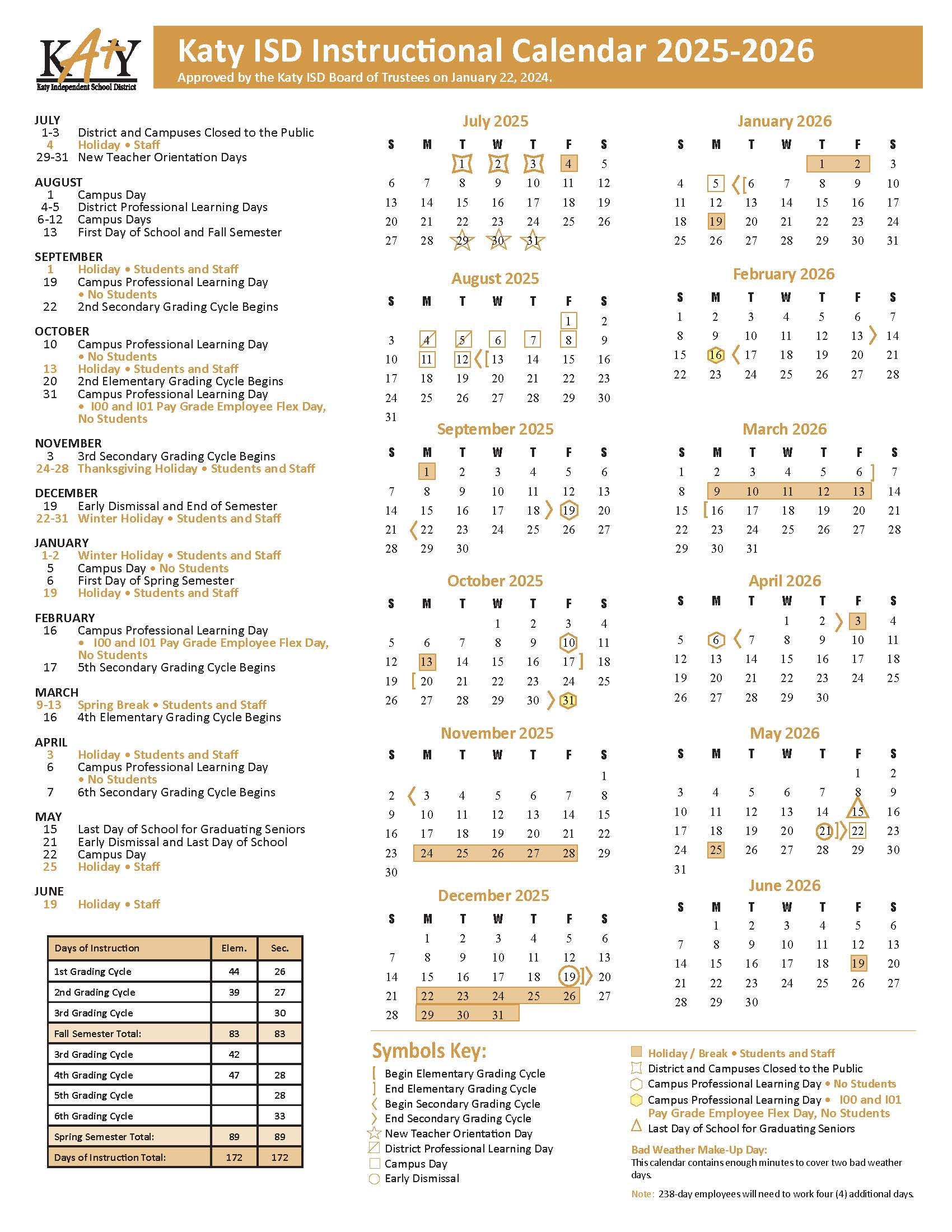 Katy ISD Approves 2025 2026 Instructional Calendar Katy ISD Approves 2025 2026 Instructional Calendar