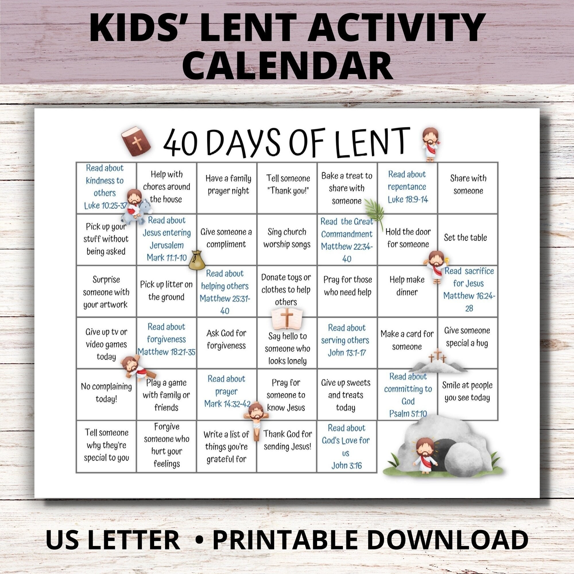 Kids 40 Days Lenten Calendar 2025 Lent Activity Calendar For Kids Ash Wednesday Bible Study Catholic Lent Family Activities Etsy Kids 40 Days Lenten Calendar 2025 Lent Activity Calendar For Kids Ash Wednesday Bible Study Catholic Lent Family Activities Etsy