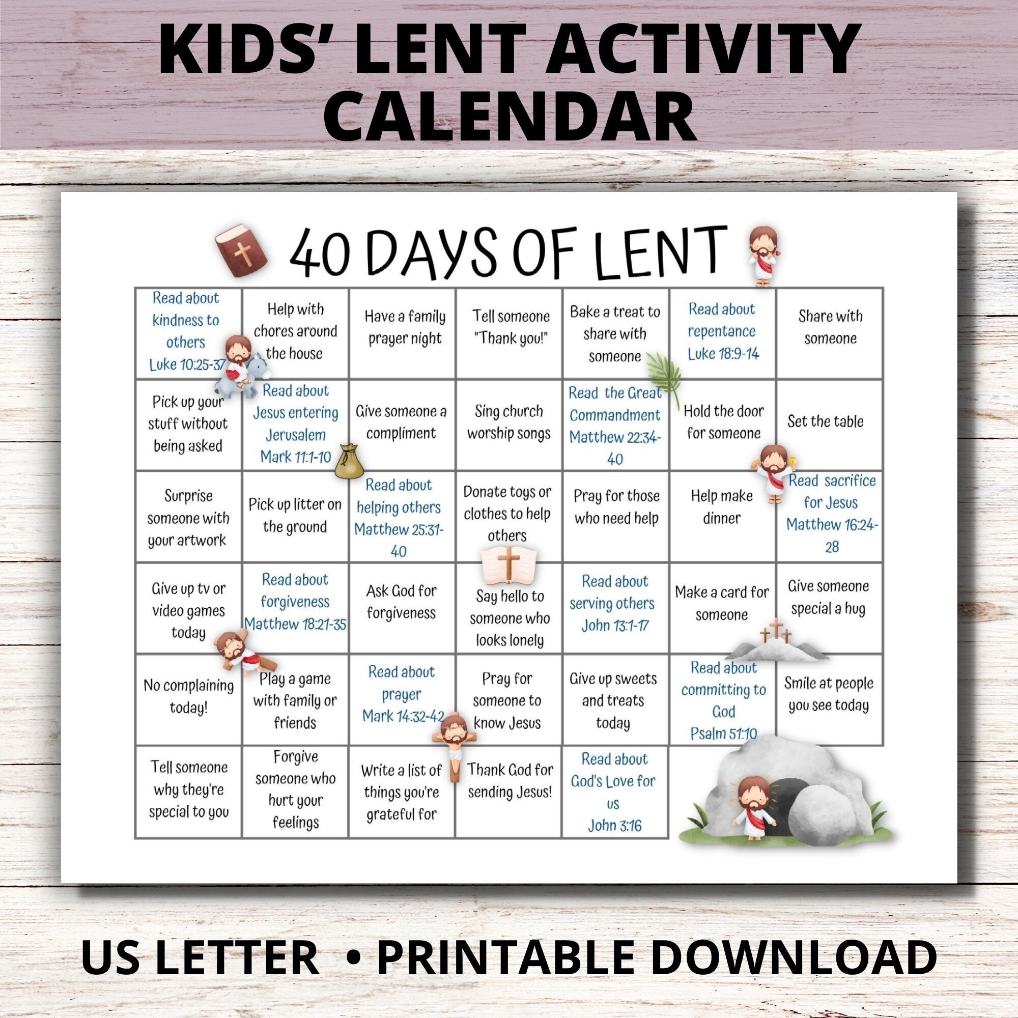 Kids 40 Days Lenten Calendar 2025 Lent Activity Calendar For Kids Ash Wednesday Bible Study Catholic Lent Family Activities Etsy Kids 40 Days Lenten Calendar 2025 Lent Activity Calendar For Kids Ash Wednesday Bible Study Catholic Lent Family Activities Etsy