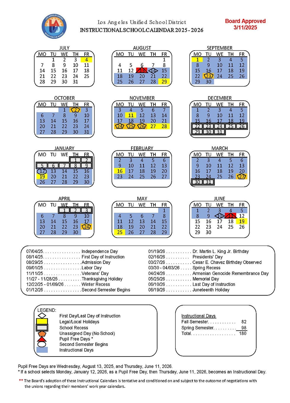 LAUSD Approved Calendar For The 2025 2026 School Year FUN WITH KIDS IN LA LAUSD Approved Calendar For The 2025 2026 School Year FUN WITH KIDS IN LA