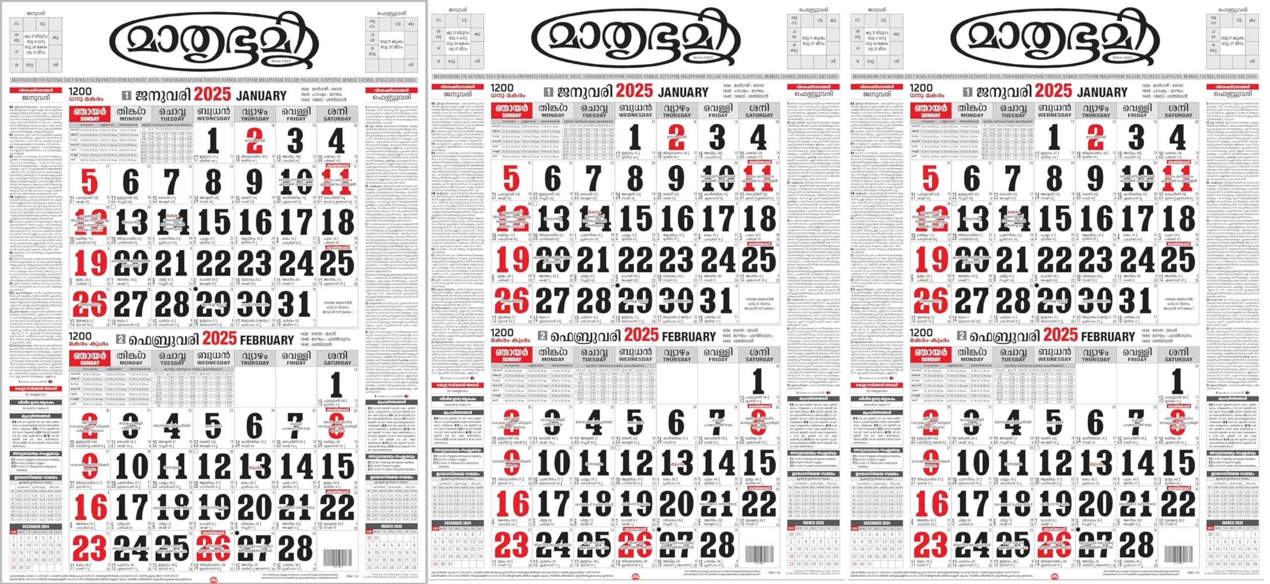 Mathrubhumi Calendar 2025 Pack Of 3 Nos Malayalam Wall Hanging Desertcart Seychelles