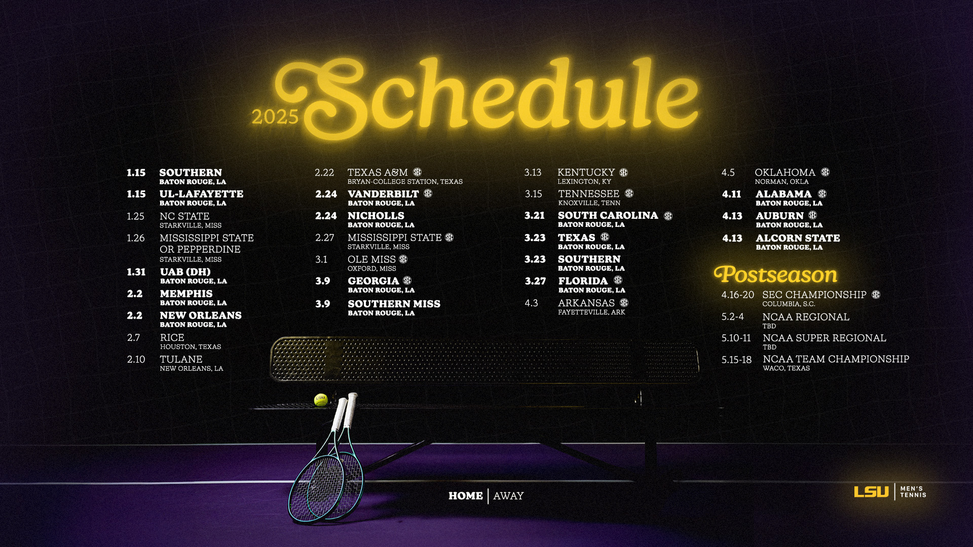 Men s Tennis Announces 2025 Spring Schedule LSU Men s Tennis Announces 2025 Spring Schedule LSU