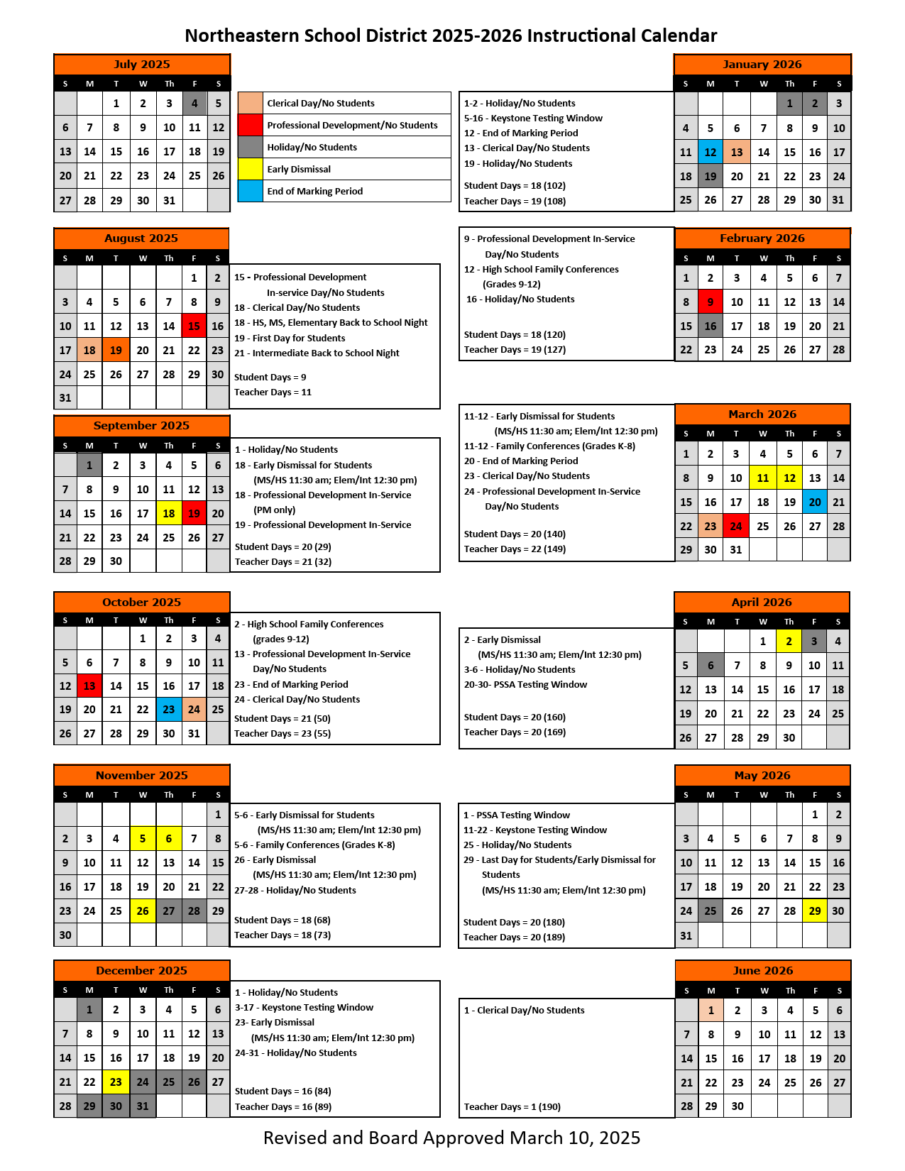 Northeastern York School District NESD Calendar 25 26 PDF Revised EduCounty Northeastern York School District NESD Calendar 25 26 PDF Revised EduCounty