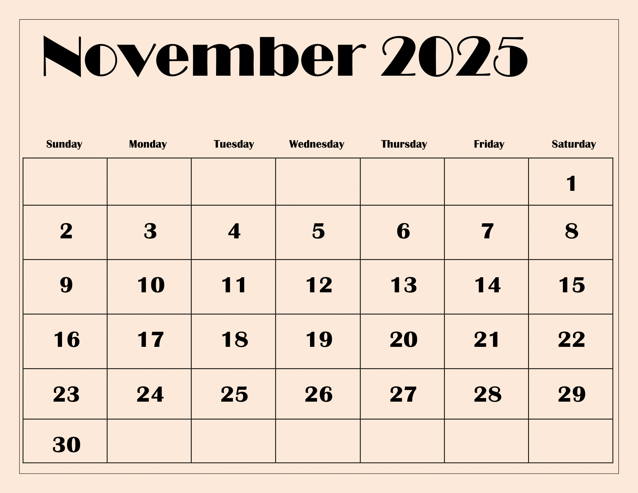 nov calendar 2025