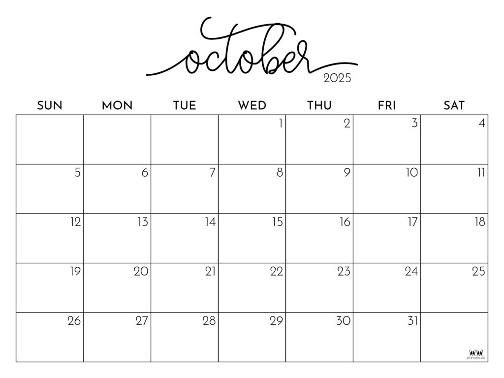 October 2025 Calendars 107 FREE Printables Printabulls October 2025 Calendars 107 FREE Printables Printabulls