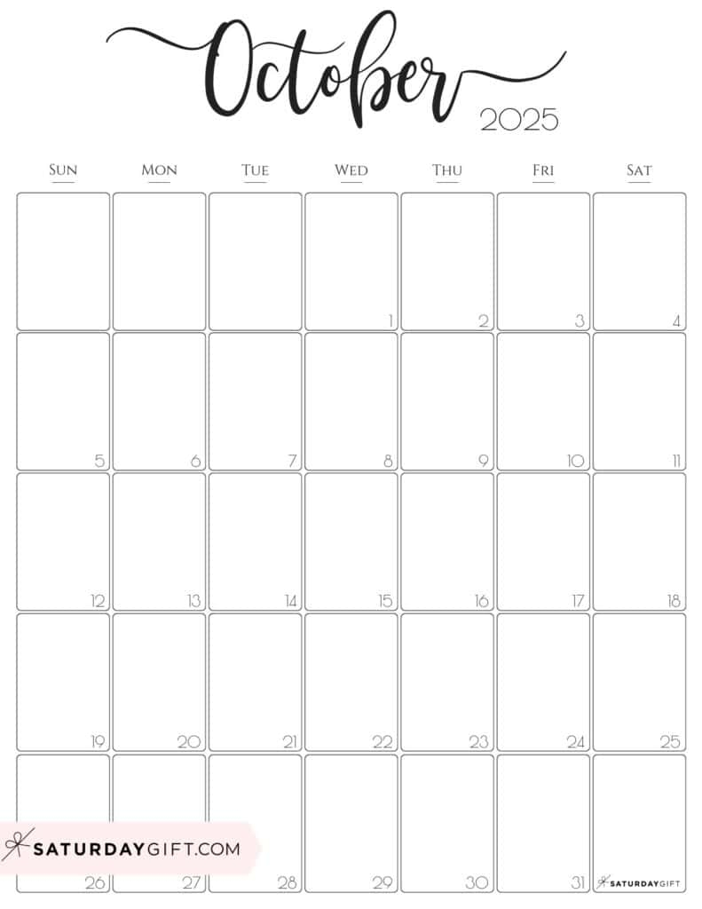 October 2025 Calendars 23 Cute Free Printable PDFs SaturdayGift October 2025 Calendars 23 Cute Free Printable PDFs SaturdayGift