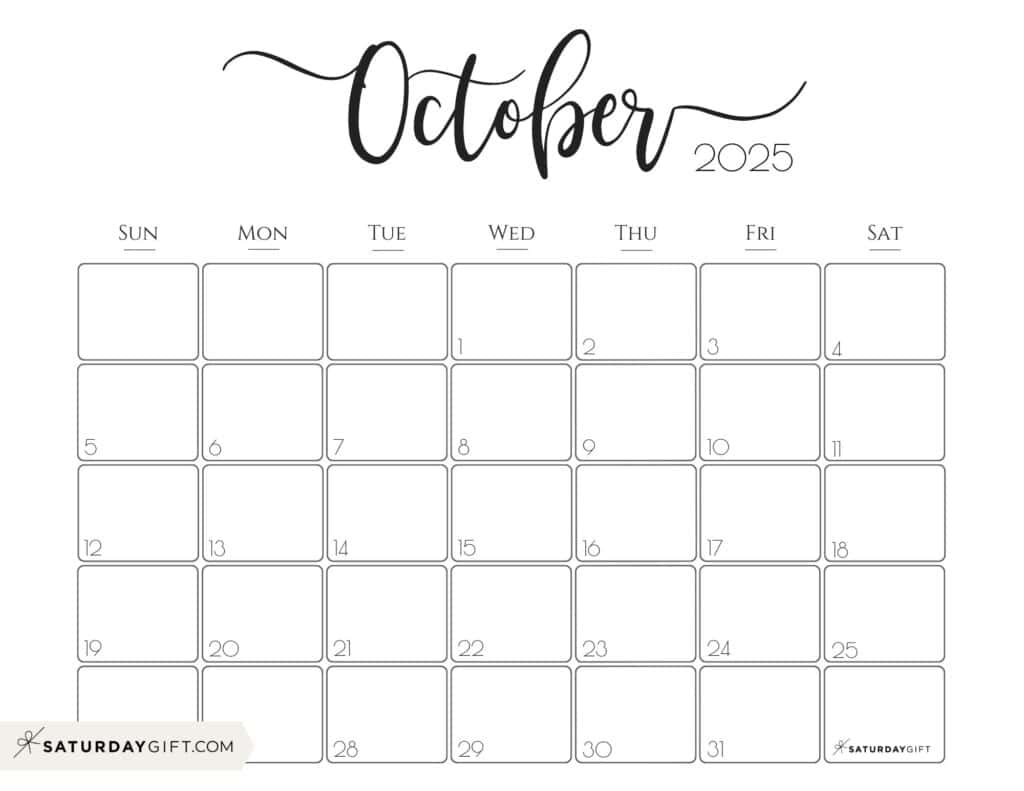 October 2025 Calendars 23 Cute Free Printable PDFs SaturdayGift October 2025 Calendars 23 Cute Free Printable PDFs SaturdayGift
