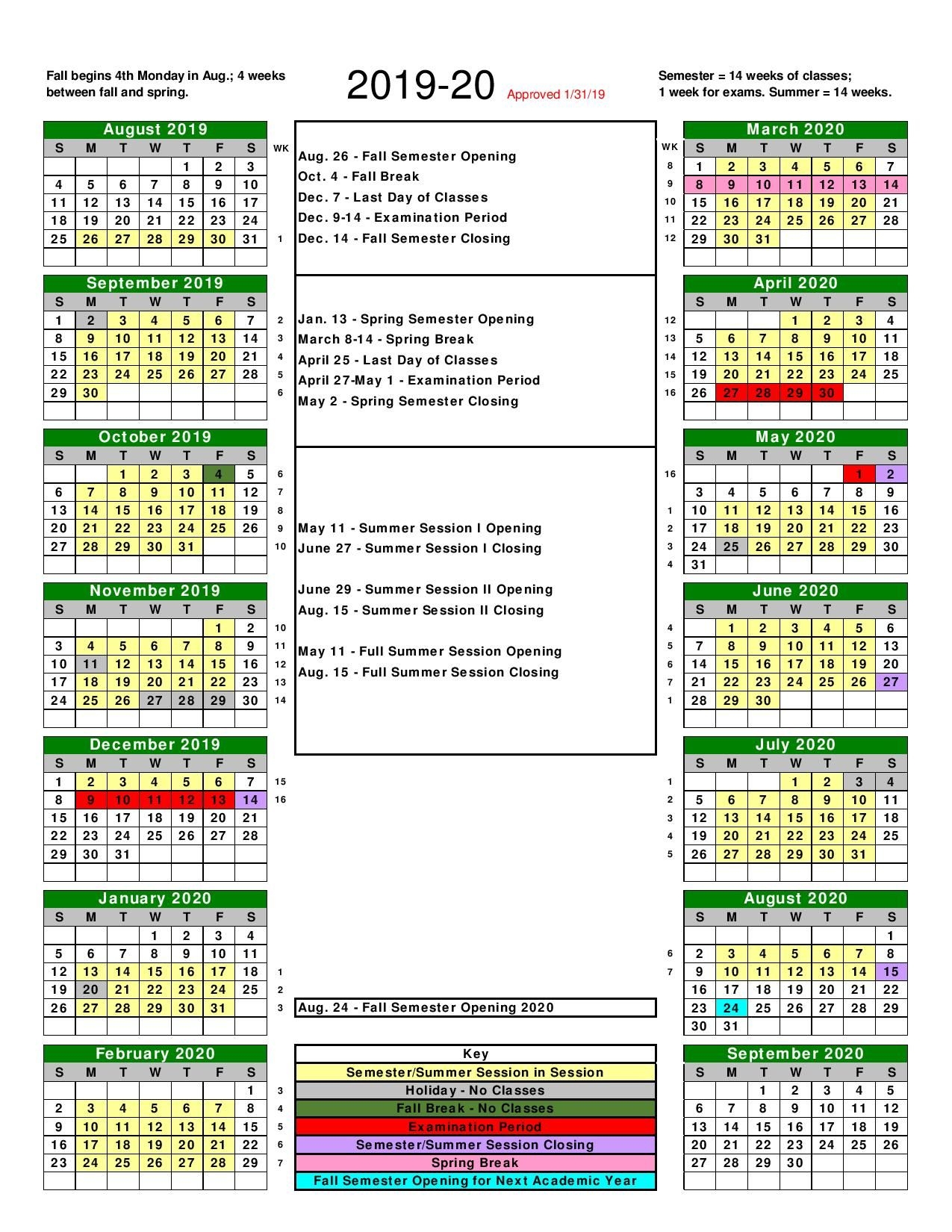 Ohio University Academic Calendar Printable Alphabet Charts