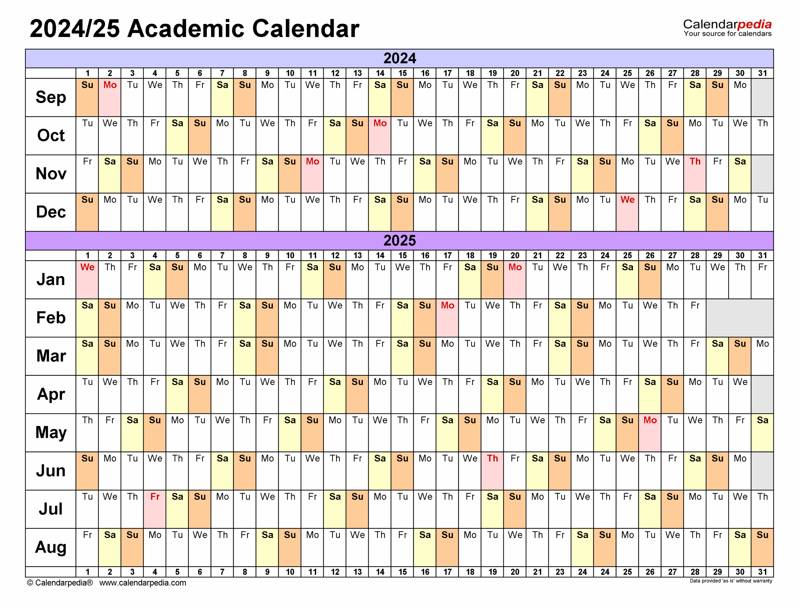 Osu 5 Year Calendar Printable