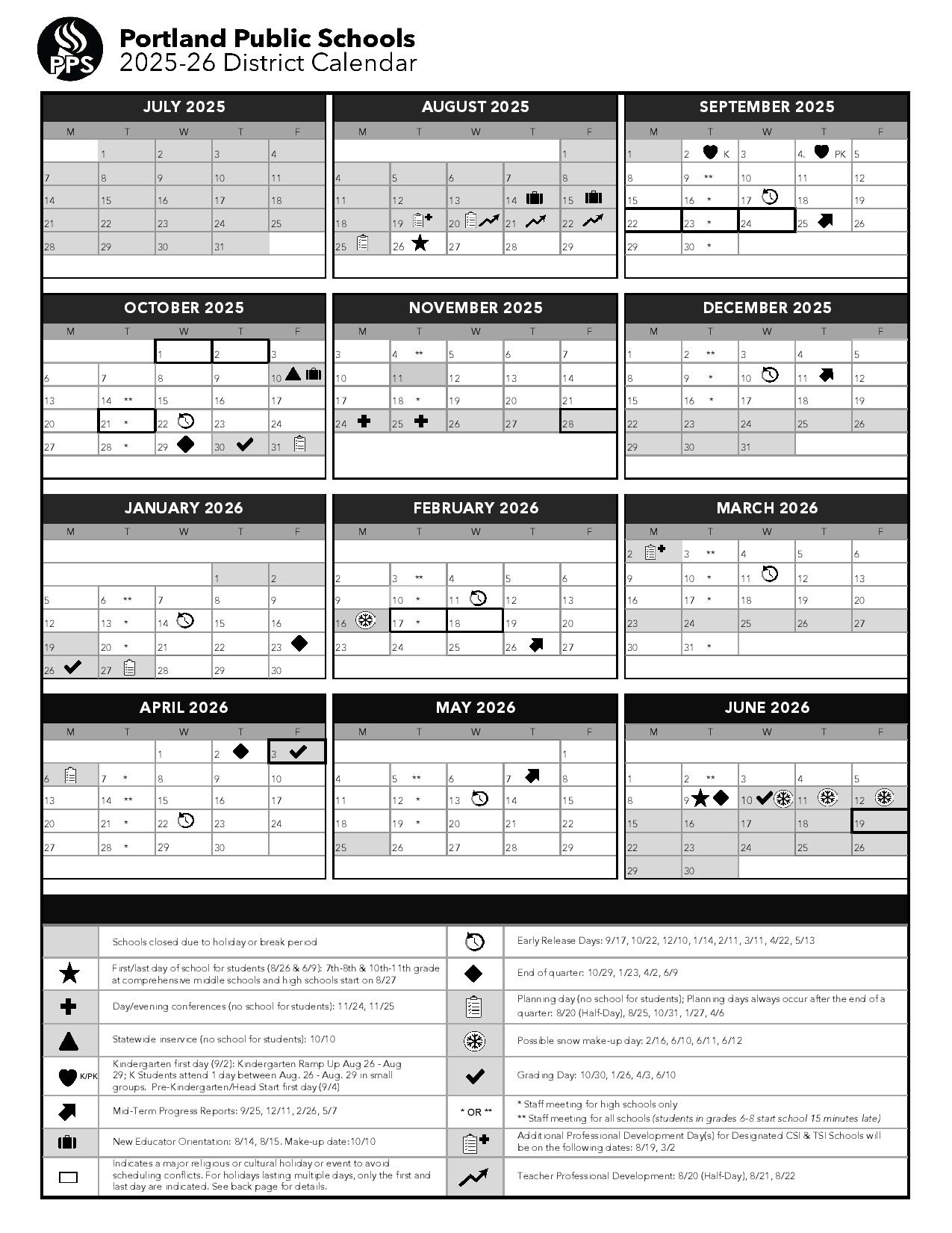 Portland Public Schools Calendar 2025 2026 Maine Portland Public Schools Calendar 2025 2026 Maine