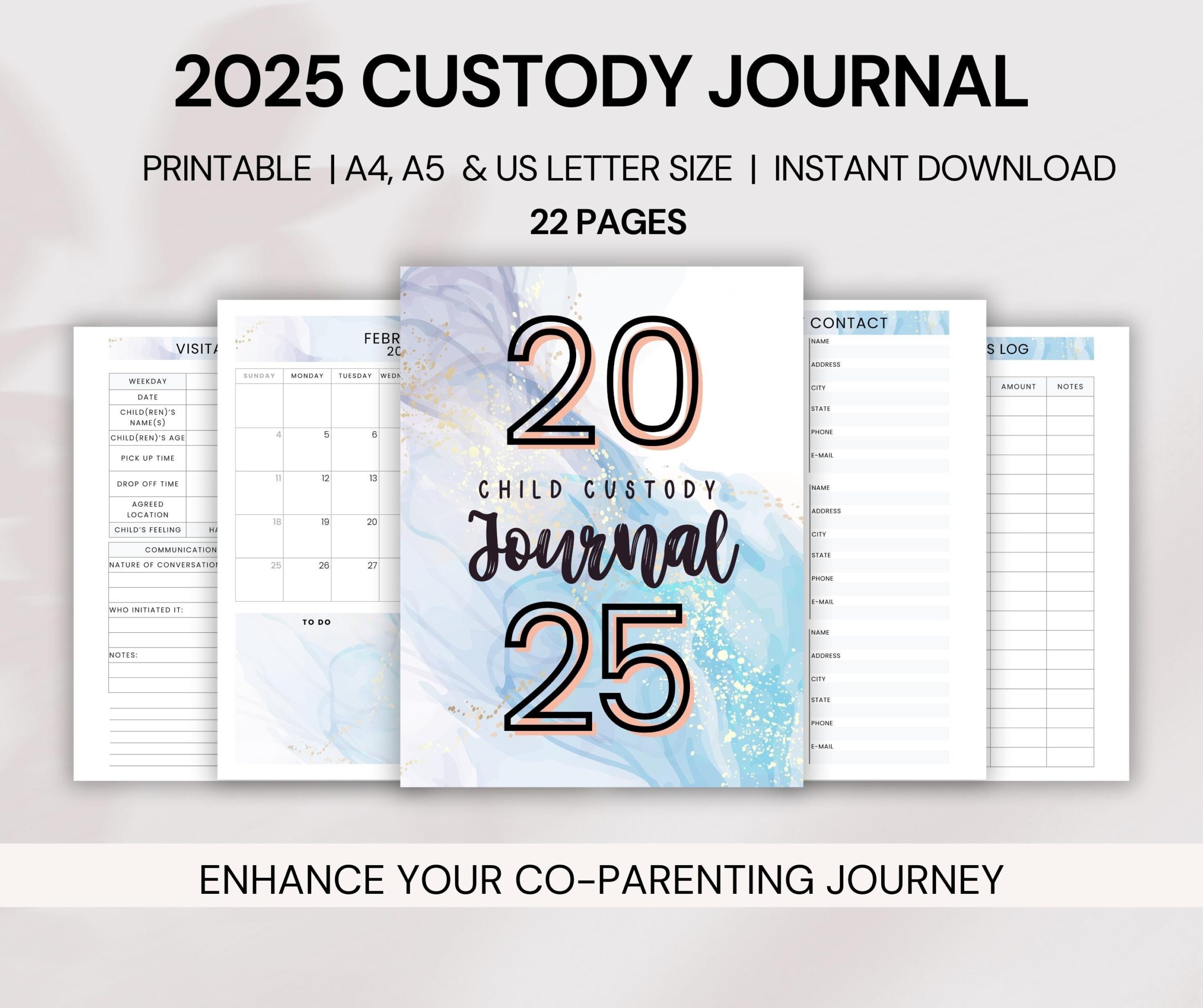 Printable Custody Calendar 2024 2025 Etsy