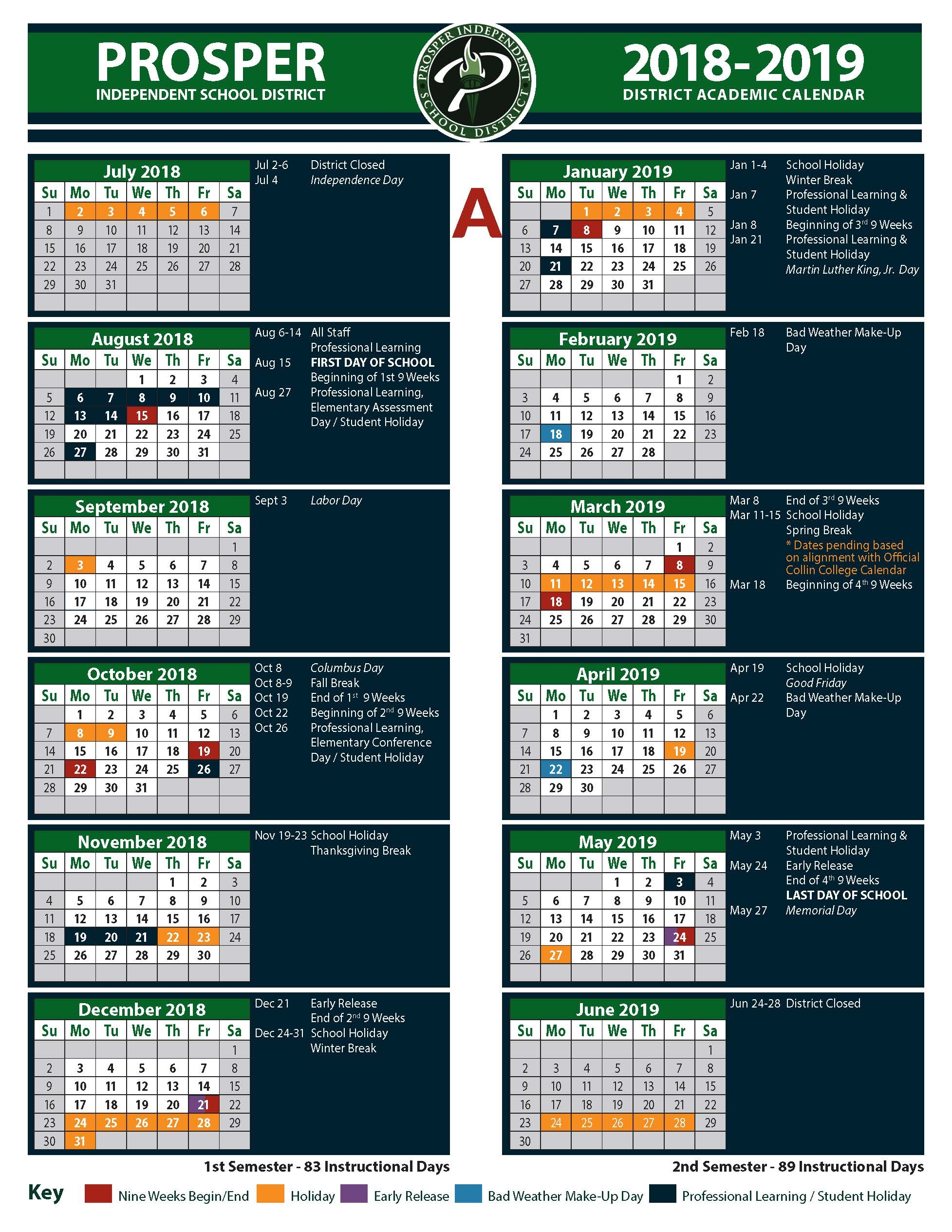 Prosper 24 25 Calendar
