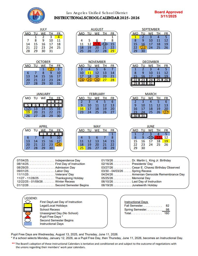 School Calendars Families Office Of Student Family And Community Engagement