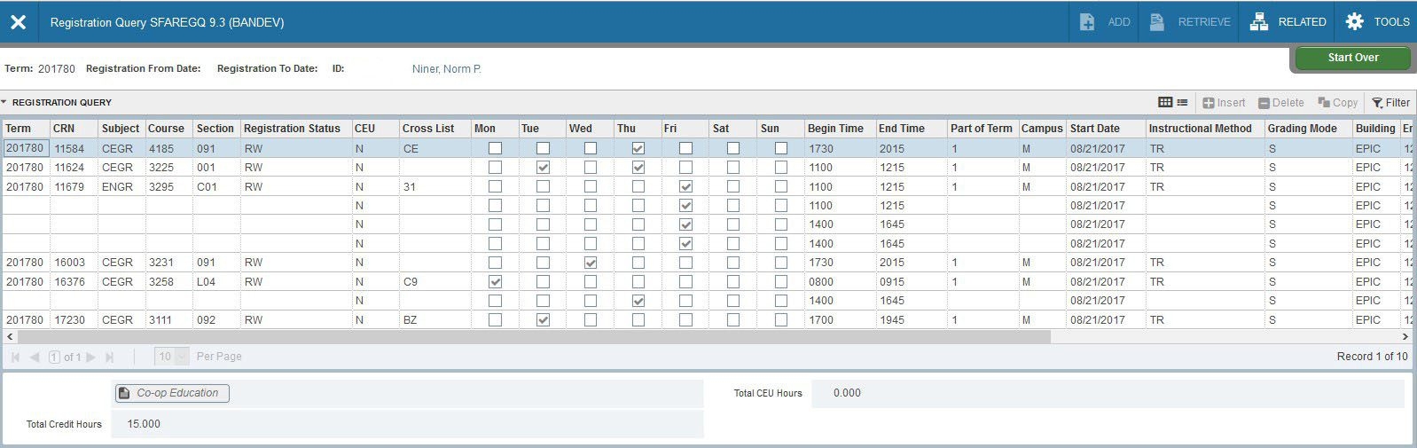 Student Class Schedule SFAREGQ Enrollment Technologies Student Class Schedule SFAREGQ Enrollment Technologies
