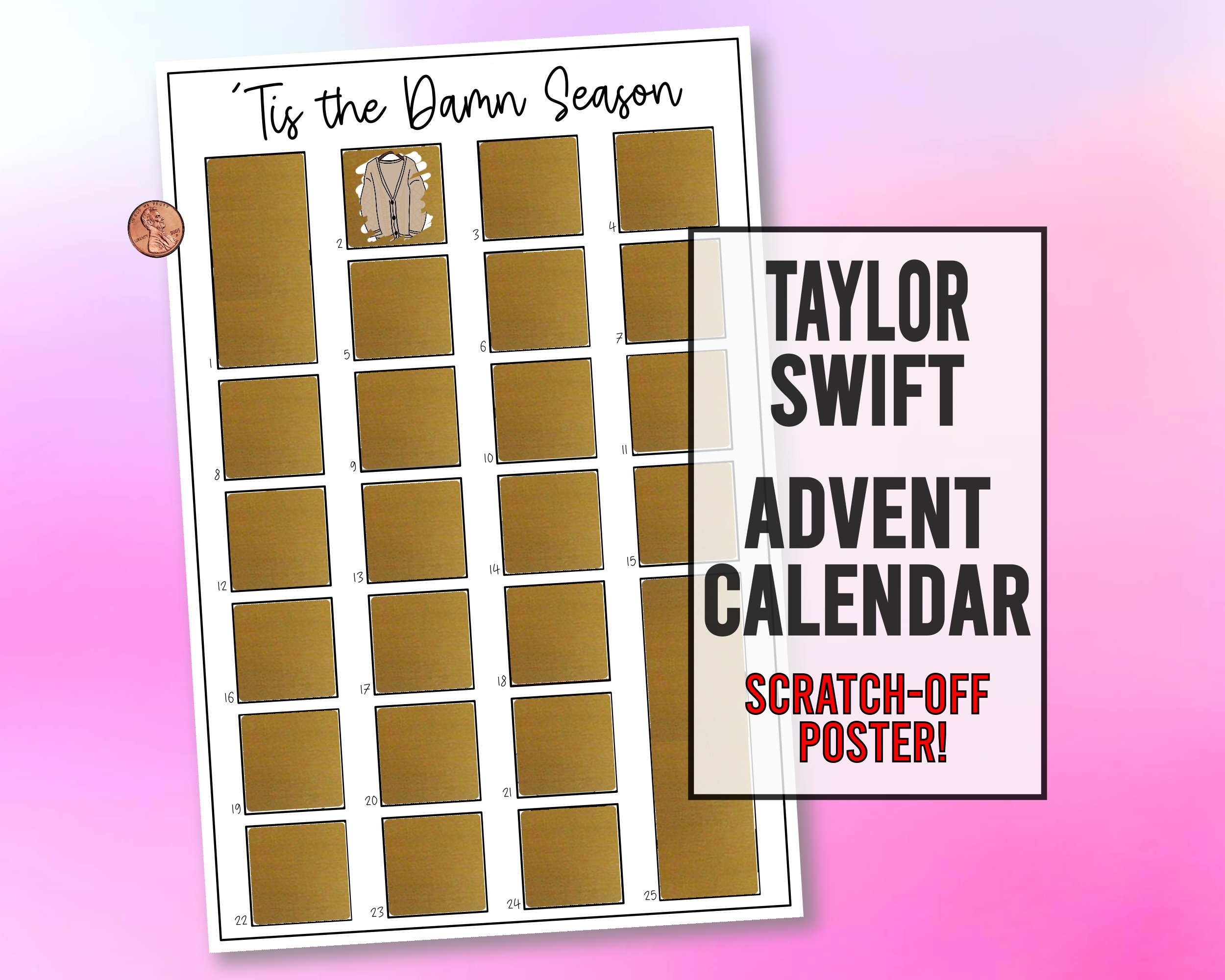 Taylor Swift Christmas Advent Calendar Scratch Off Holiday Poster Gift Etsy Taylor Swift Christmas Advent Calendar Scratch Off Holiday Poster Gift Etsy