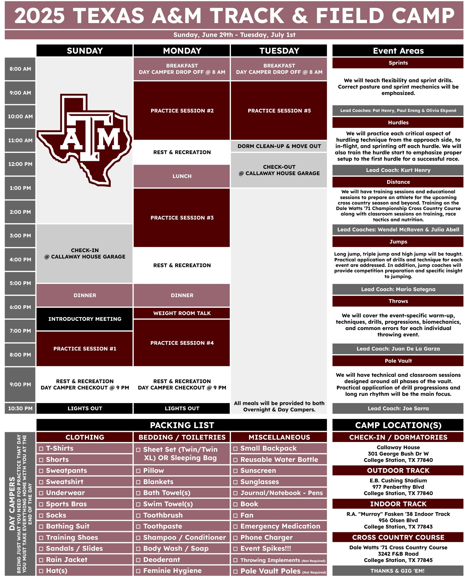 Texas A M Track Field Camp Texas A M Athletics 12thMan