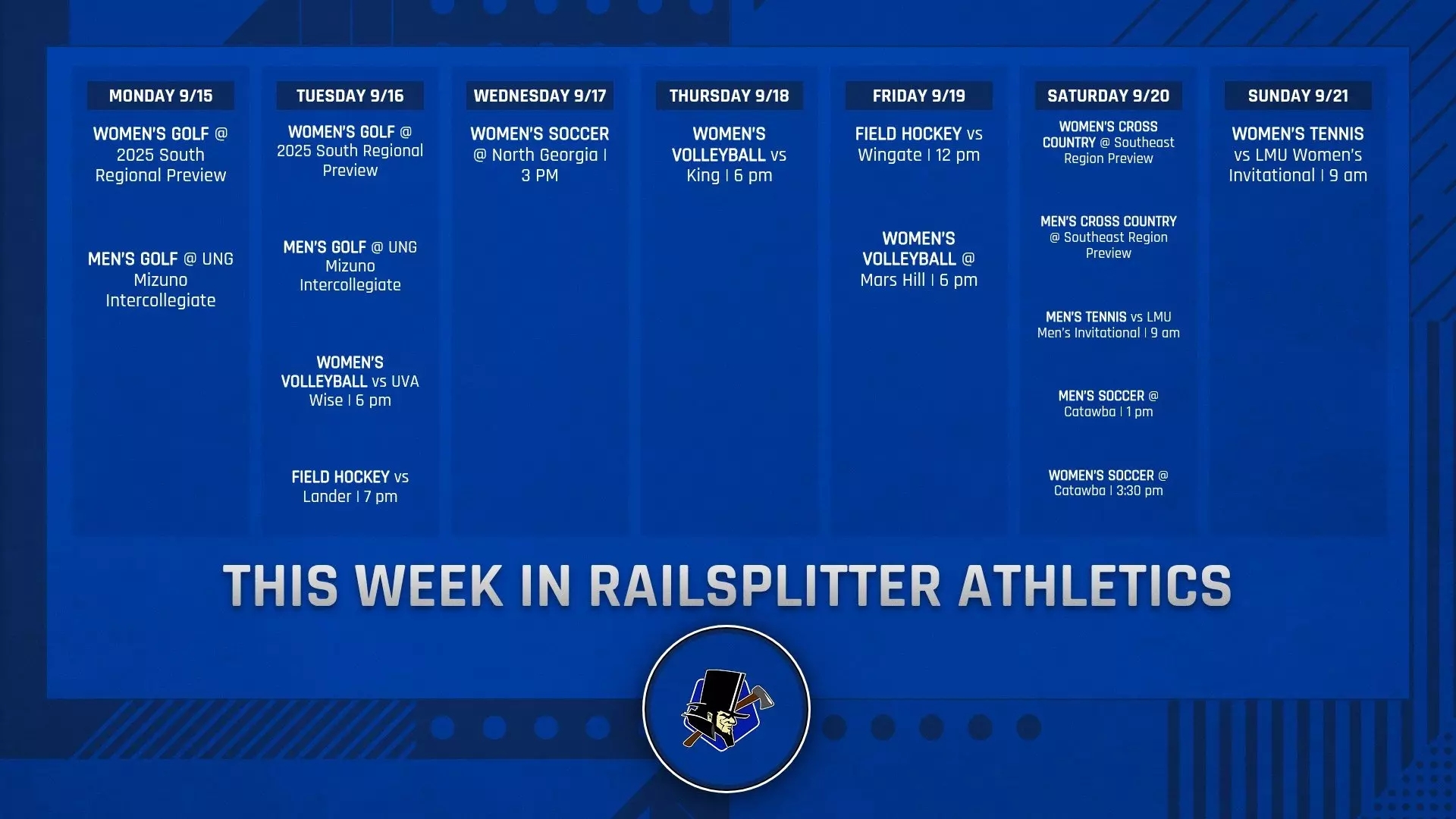 This Week In Railsplitter Athletics Sept 15 21 Lincoln Memorial University Athletics This Week In Railsplitter Athletics Sept 15 21 Lincoln Memorial University Athletics
