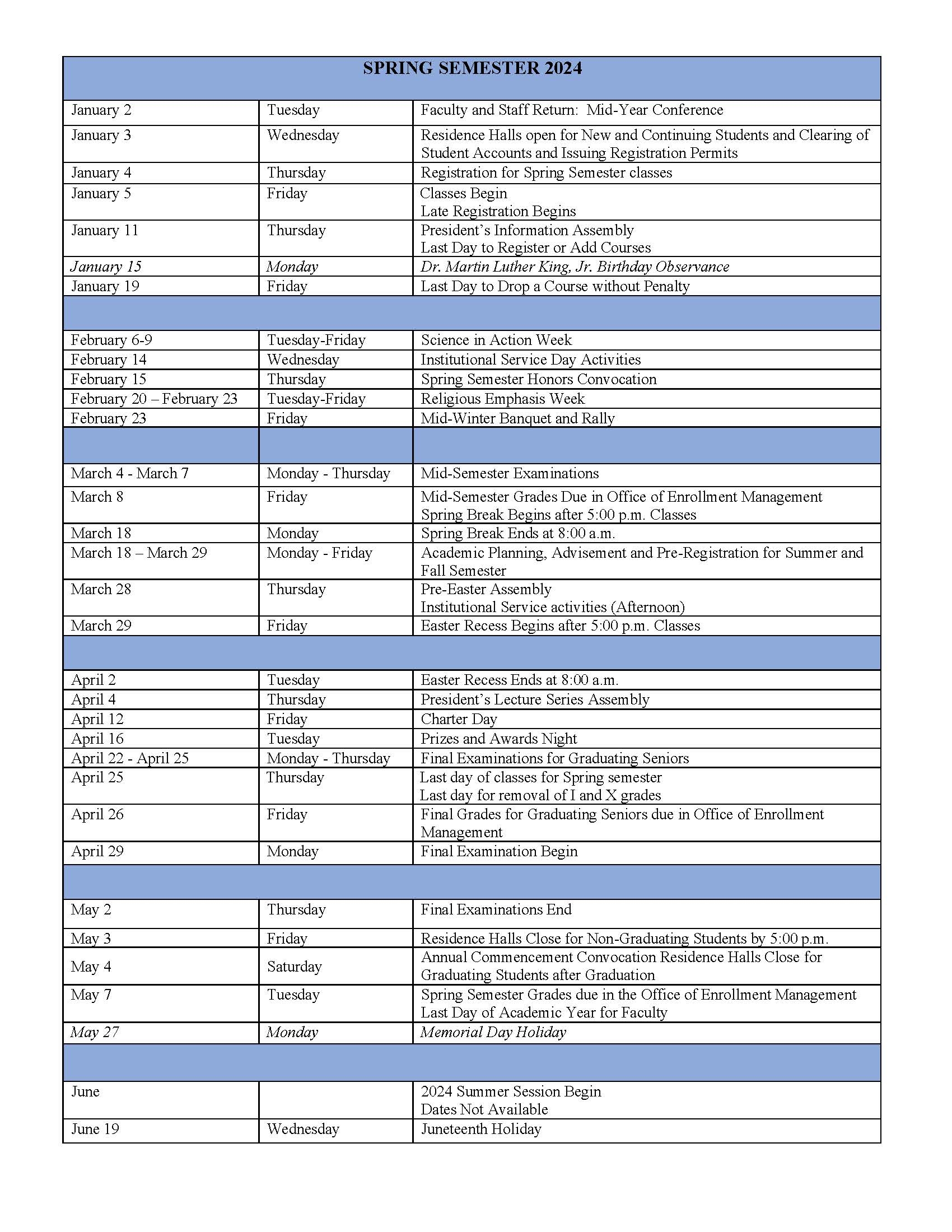 Usc South Carolina Academic Calendar Printable Alphabet Charts