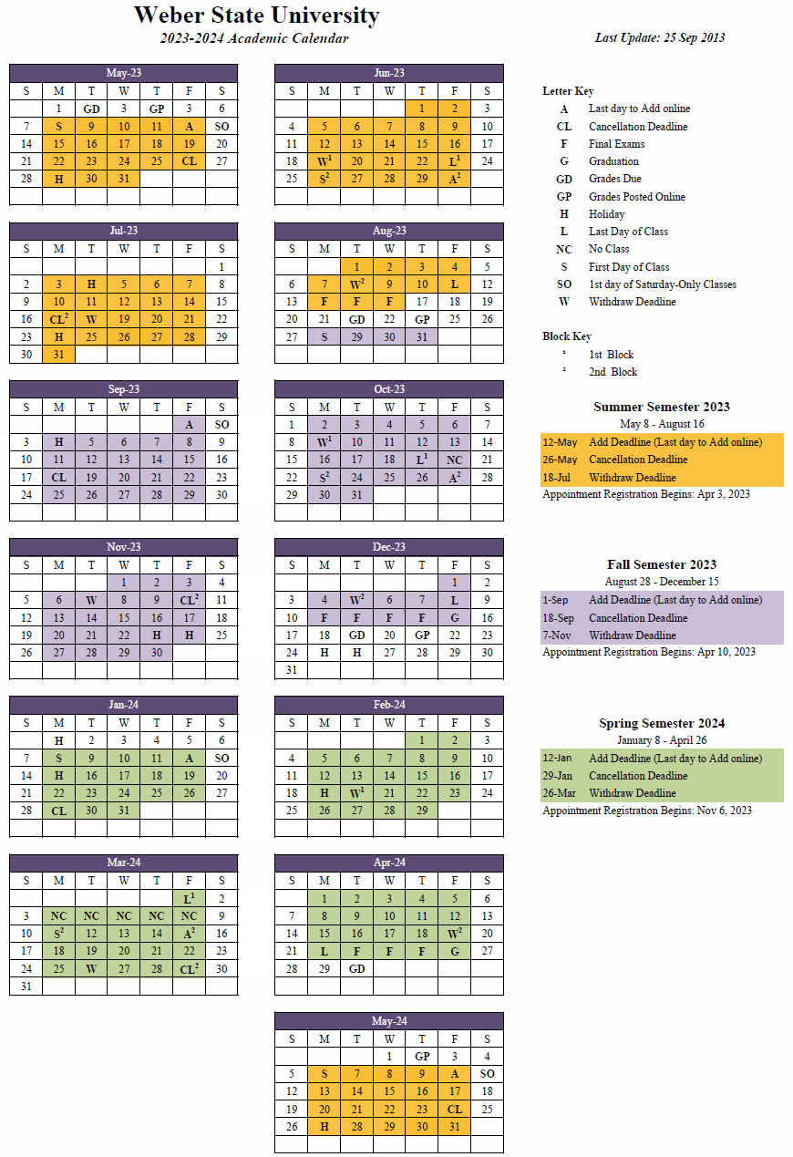 Utah State Academic Calendar University Calendar Format